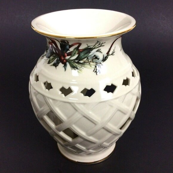 Lenox Holiday Winter Greetings Ceramic Tea Candle Holder & Tart Warmer - Picture 4 of 7